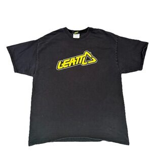 Leatt Racing T-Shirt Black Size L Motocross MTB Logo Tee Vintage
